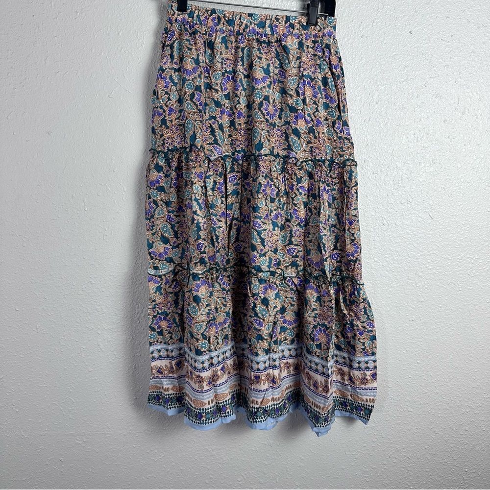 Floral Tiered Midi Skirt Size Small